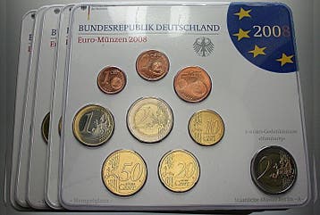 5 x 5,88 Euro,munten set 1 Cent-2 Euro 2008 A,d,f,g,j Dui..., Postzegels en Munten, Munten | Europa | Euromunten, Verzenden