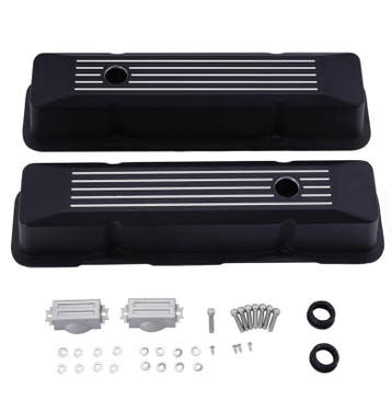 Stripe Aluminum Valve Covers Black chevrolet SB, Ophalen of Verzenden, Nieuw