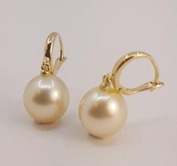 Oorbellen - 14 karaat Geel goud, 10×11 mm gouden Zuidzee, Nieuw