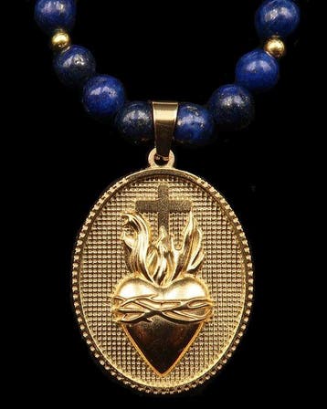 Lapis lazuli - Halsketting Heilig Hart van Jezus – Heilige