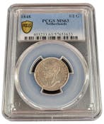 Koning Willlem II halve gulden 1848 MS63 PCGS (Pop 6/5), Verzenden, Koning Willem II, Losse munt, Zilver