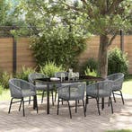 vidaXL Tuin eettafelset 7 pcs Antraciet Gepoedercoat staal, Verzenden, Nieuw, Rotan, 7 zitplaatsen