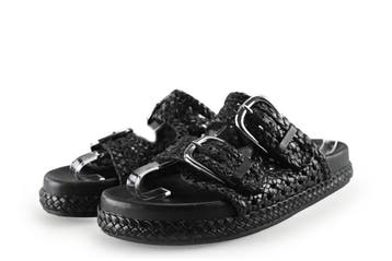Manfield Slippers in maat 38 Zwart, Slippers, Verzenden, Zwart, Zo goed als nieuw