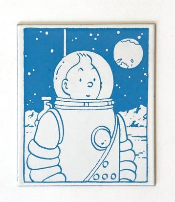 Tintin, Kuifje - 1 - Plaque émaillée Tintin astronaut -, Nieuw