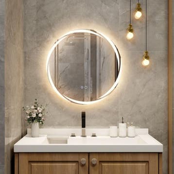2dekans | Coast LED Badkamerspiegel Rond 60x60 cm Zilver -, Ophalen of Verzenden, Zo goed als nieuw