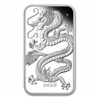 Australië. 1 Dollar 2026 – Dragon Rectangular – 1 oz Silver