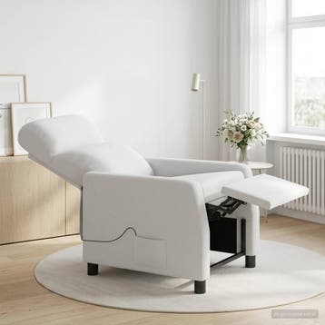 vidaXL Massage Recliner Wit Stof, Verzenden, Nieuw