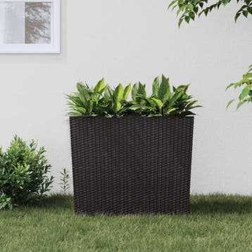 vidaXL Plantenbak met uitneembare bak rattan-look 12/44 L PP, Verzenden, Nieuw, Minder dan 60 cm, 30 tot 60 cm
