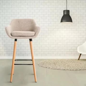 Set van 2 Linnen Barkrukken – Houten Poten en Comfortabel, Huis en Inrichting, Verzenden, Nieuw