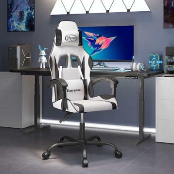 vidaXL Gamestoel kunstleer wit en zwart, Verzenden, Nieuw, Wit