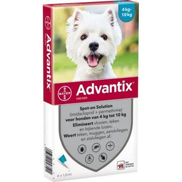 Advantix 100/500 Hond 4-10 kg 6 pipetten (Vlooien - Teken)