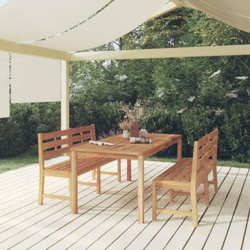 vidaXL 3-delige Tuinset massief teakhout, Verzenden, Nieuw, Teakhout, Tuinset