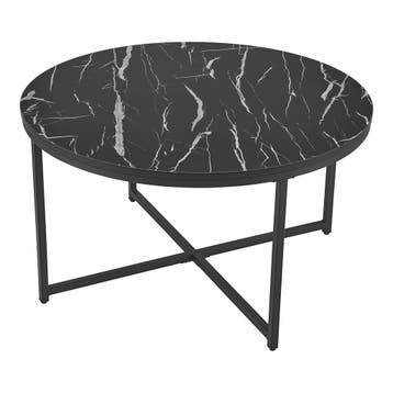 [en.casa] Salontafel Uppvidinge 45xØ80 cm marmer look zwart, Huis en Inrichting, Tafels | Salontafels, Verzenden, Nieuw