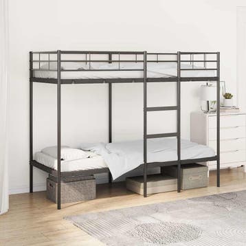 vidaXL Stapelbed zonder matras 75x190 cm staal zwart, Huis en Inrichting, Slaapkamer | Bedden, Eenpersoons, Verzenden, Zwart, Nieuw