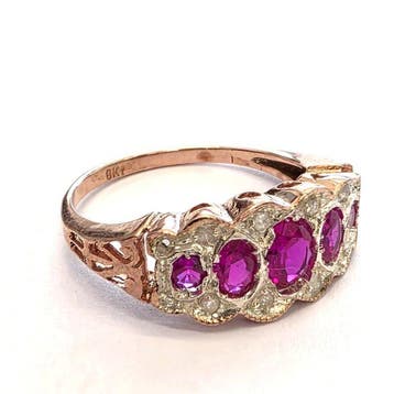 Zonder minimumprijs - Ring - 9 kt. Roségoud, Zilver Spinel -, Nieuw