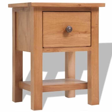 vidaXL Nachtkastje 36x30x47 cm massief eikenhout, Minder dan 45 cm, Verzenden, Nieuw, Minder dan 55 cm