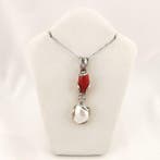 Koraal - Zilver - Ketting met hanger - Italiaans ambacht