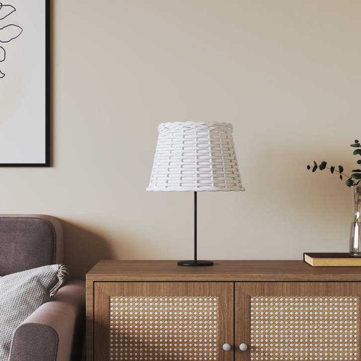 vidaXL Lampenkap Ø25x17 cm wicker wit, Huis en Inrichting, Lampen | Lampenkappen, Wit, Nieuw, Verzenden