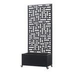 Tuinscherm Bernalda met plantenbak op wielen 190x82x38 cm zw, Verzenden, Nieuw