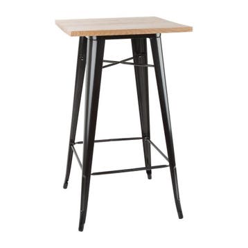 Bolero Bistro bartafel met houten blad zwart, Verzenden, Nieuw in verpakking