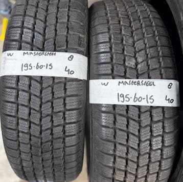 2x 195-60-15 Mastersteel Winter 2x 8mm €40 PerBand 195 60 15, Ophalen, Gebruikt, 15 inch, Winterbanden