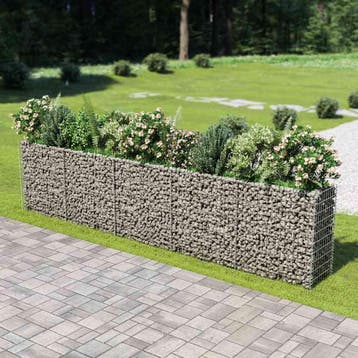 vidaXL Gabion plantenbak verhoogd 450x50x100 cm, 100 cm of meer, Verzenden, Nieuw, Metaal