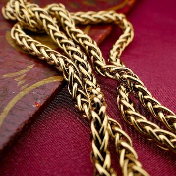 Gouden vossenstaart schakelcollier (Ketting), Ophalen of Verzenden, Gebruikt, Goud, Goud