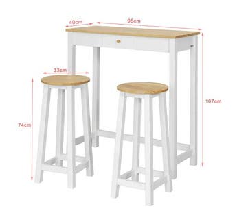 2dekans | SoBuy Bartafel met 2 Barkrukken - Max. 90 kg per, Ophalen of Verzenden, Zo goed als nieuw