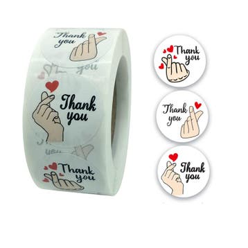 1 rol 500 stickers Wensetiket zegel rond 25mm Thank You, Ophalen of Verzenden, Nieuw