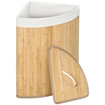 TRUUSK Bamboe Wasmand - 55L - Hoekmodel - Met Deksel en Afne, Verzenden, Nieuw