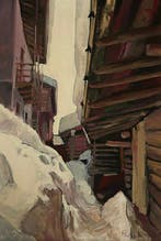 Paolo Pintarelli (XX) - Alpine Dorfansicht im Winter