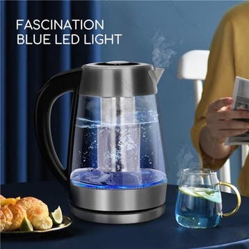 Waterkoker met temperatuurregeling - RVS - met LED - 1.7L -, Verzenden, Zo goed als nieuw