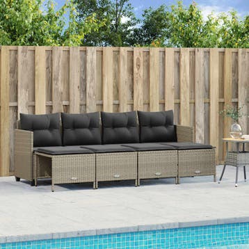 vidaXL 5-delige Loungeset met kussens poly rattan lichtgrijs, Tuin en Terras, Tuinsets en Loungesets, Verzenden, Nieuw, Loungeset