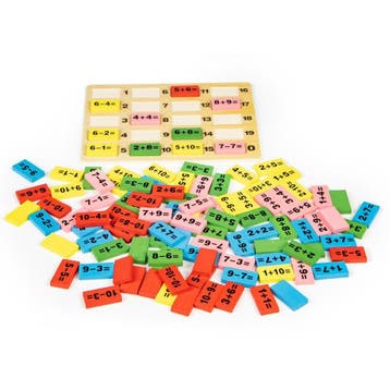 Ecotoys wiskundige blokken domino set - Leerzaam houten bord, Ophalen of Verzenden, Nieuw