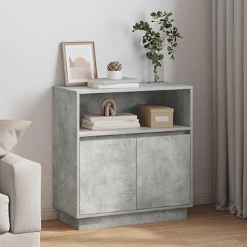 vidaXL LED Sideboard Betongrijs 71 x 34,5 x 75 cm Bewerkt, Minder dan 50 cm, Verzenden, Nieuw, Minder dan 100 cm