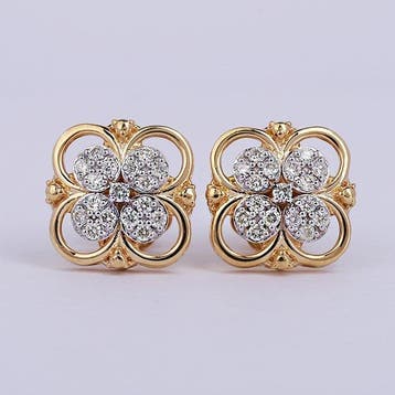 Oorstekers - 14 karaat Geel goud - 0.45ct. tw. Diamant, Sieraden, Tassen en Uiterlijk, Antieke sieraden