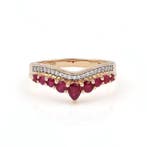 Ring - 14 karaat Geel goud - 0.82ct. tw. Robijn - Diamant, Nieuw