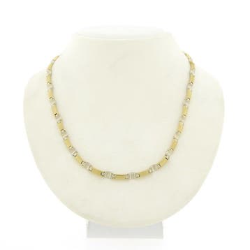 Bicolor gouden fantasie schakel collier (Ketting), Ophalen of Verzenden, Gebruikt, Overige kleuren, Goud