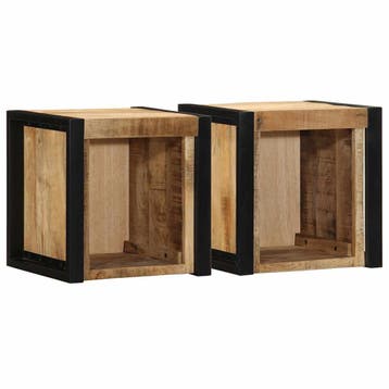 vidaXL Nachtkastjes 2 st 40x35x40 cm massief ruw hout mango, Minder dan 45 cm, Verzenden, Nieuw, Minder dan 55 cm