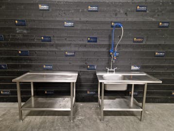 Aan- en afvoertafel | wastafel | 120cm | RVS | horeca, Gebruikt, RVS Meubilair