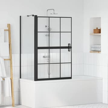 vidaXL Bad Douchescreen Zwart en transparant 80 x 68 x 128, Doe-het-zelf en Verbouw, Sanitair, Verzenden, Nieuw