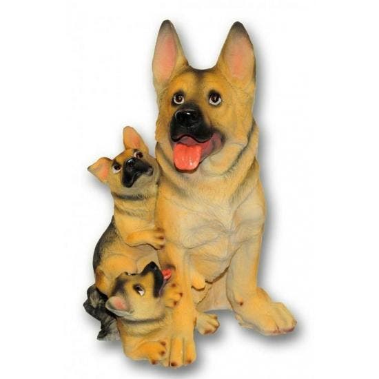 Polystone honden beeldje Duitse Herder met puppies 35 cm -.., Verzamelen, Beelden en Beeldjes, Ophalen of Verzenden