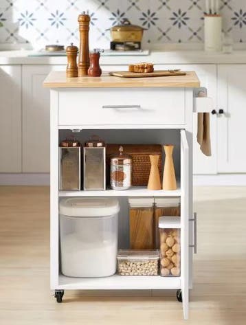 Witte Keukentrolley met Lade, Deur en Handdoekhouder – 90 cm, Verzenden, Nieuw
