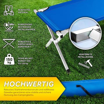 Veldbed - 1 Persoons - Kampeerbed - Stretcher - Blauw - TRES, Verzenden, Zo goed als nieuw
