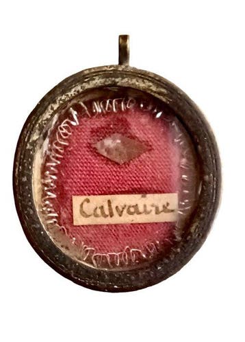 Reliekhouder - Verzilverd, Glas, Textiel - 1850-1900 -
