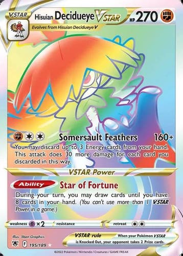 Hisuian Decidueye Vstar 195/189 Astral Radiance, Ophalen of Verzenden, Nieuw, Losse kaart, Foil