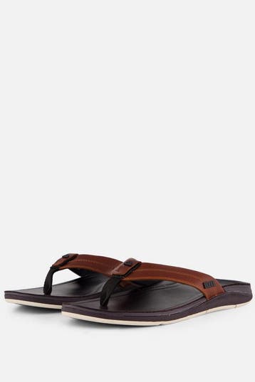 Reef - maat 42 - Leather Offshore Slippers bruin Leer, Verzenden, Nieuw