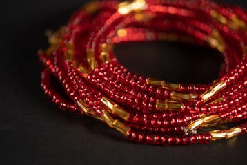 Waist Beads / Afrikaanse Heupketting - ESE - Rood / goud (el, Ophalen of Verzenden, Nieuw