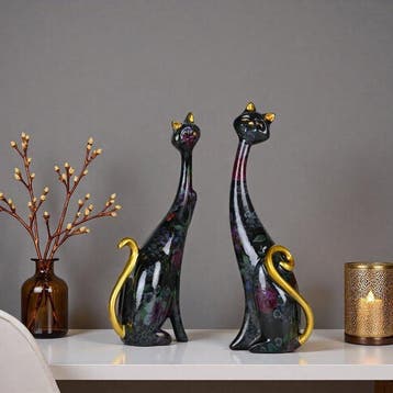 sculptuur, Modern Decorative Cat Sculptures – Hand Painted