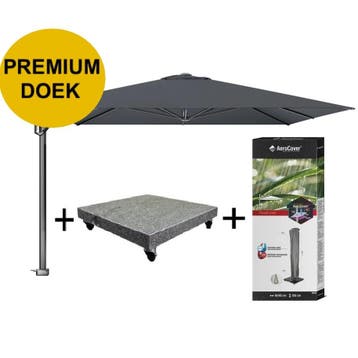 Challenger T1 premium zweefparasol 350x350 cm faded black, Ophalen of Verzenden, Nieuw